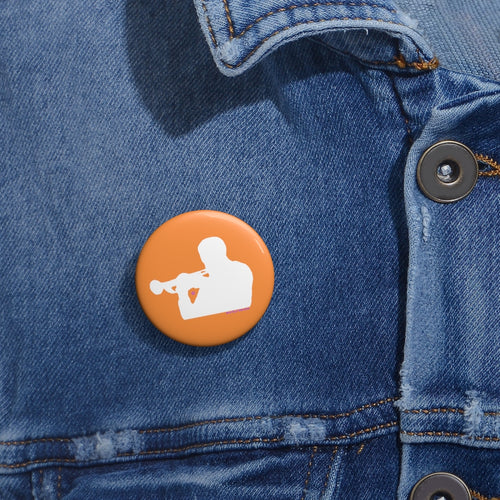 Woody Shaw® Pin Button - White on Orange
