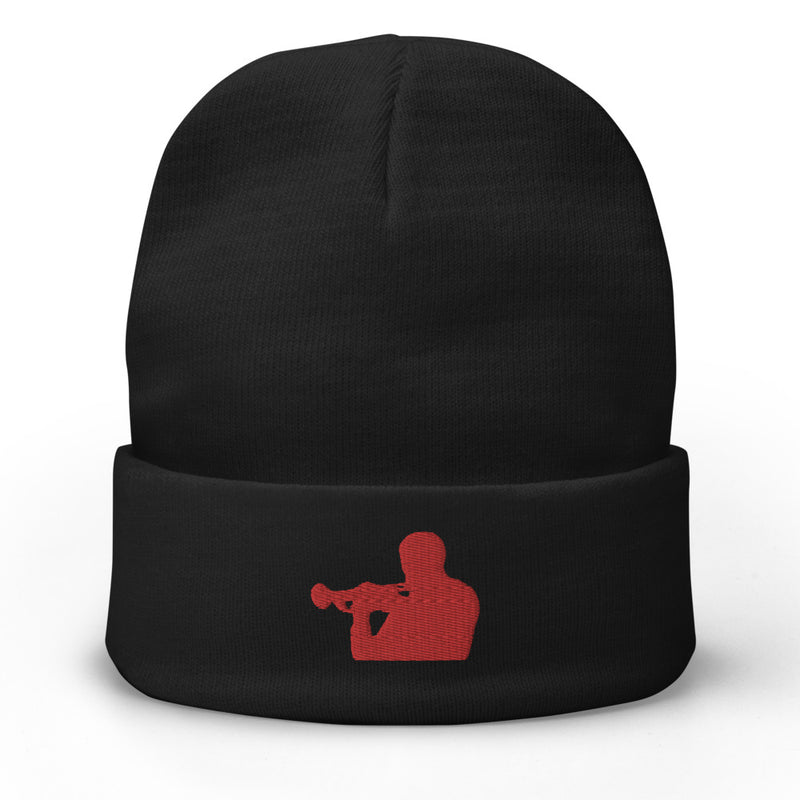 Woody Shaw Embroidered Beanie Hat (Red & Black)